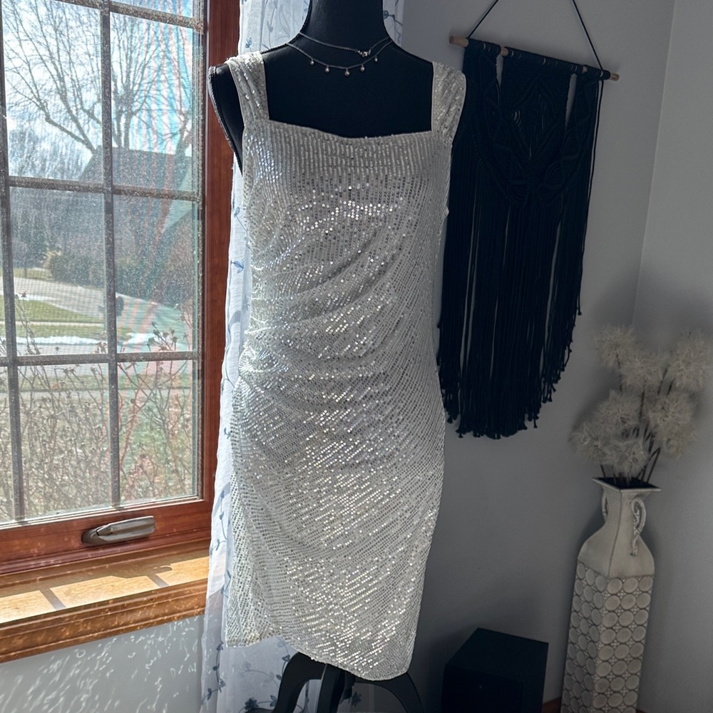 Grace Karin Sparkling Silver Mini Dress